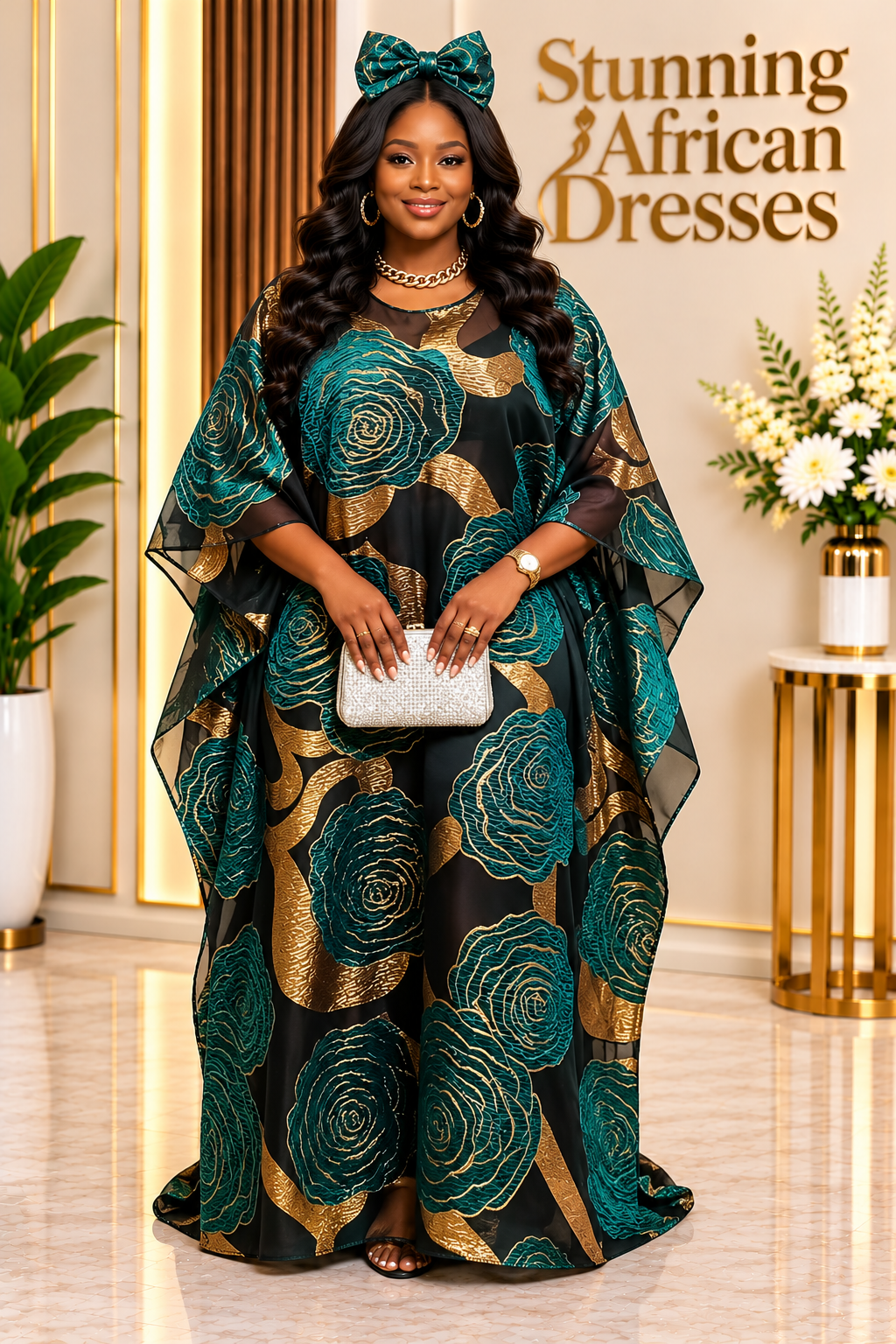 Statement Floral Kaftan Dress