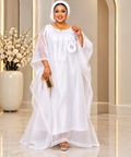 White Organza Ruffle Kaftan Dress – One Size