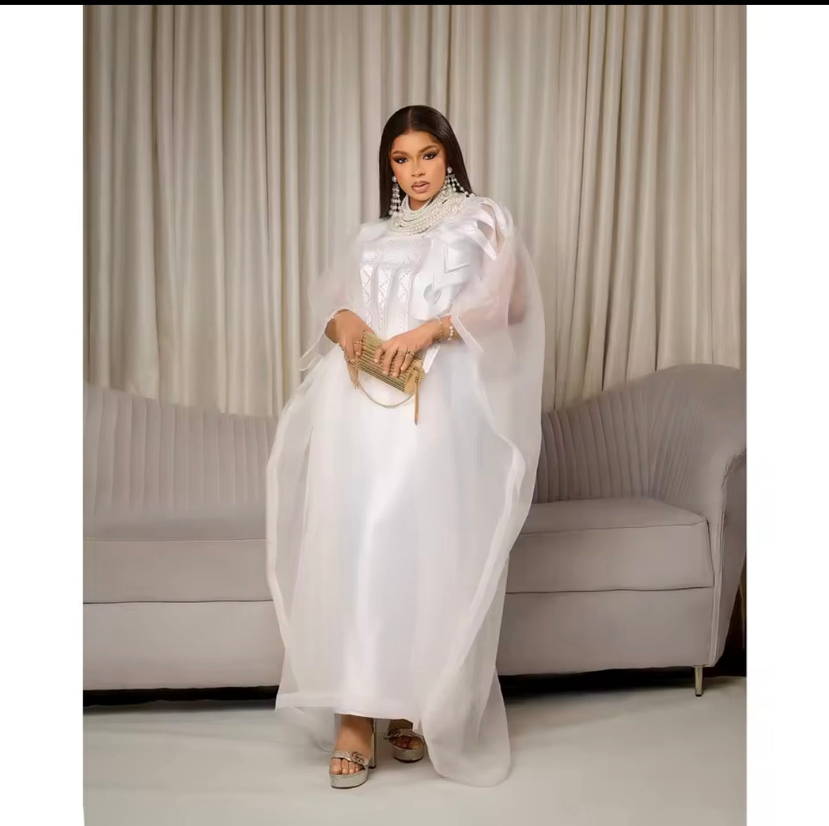 White Organza Kaftan Dress
