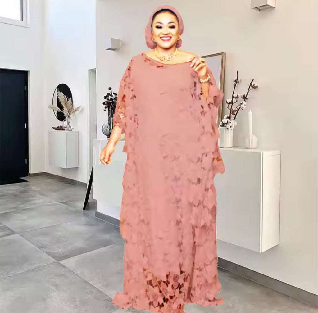 African Lace Kaftan Dress – One Size