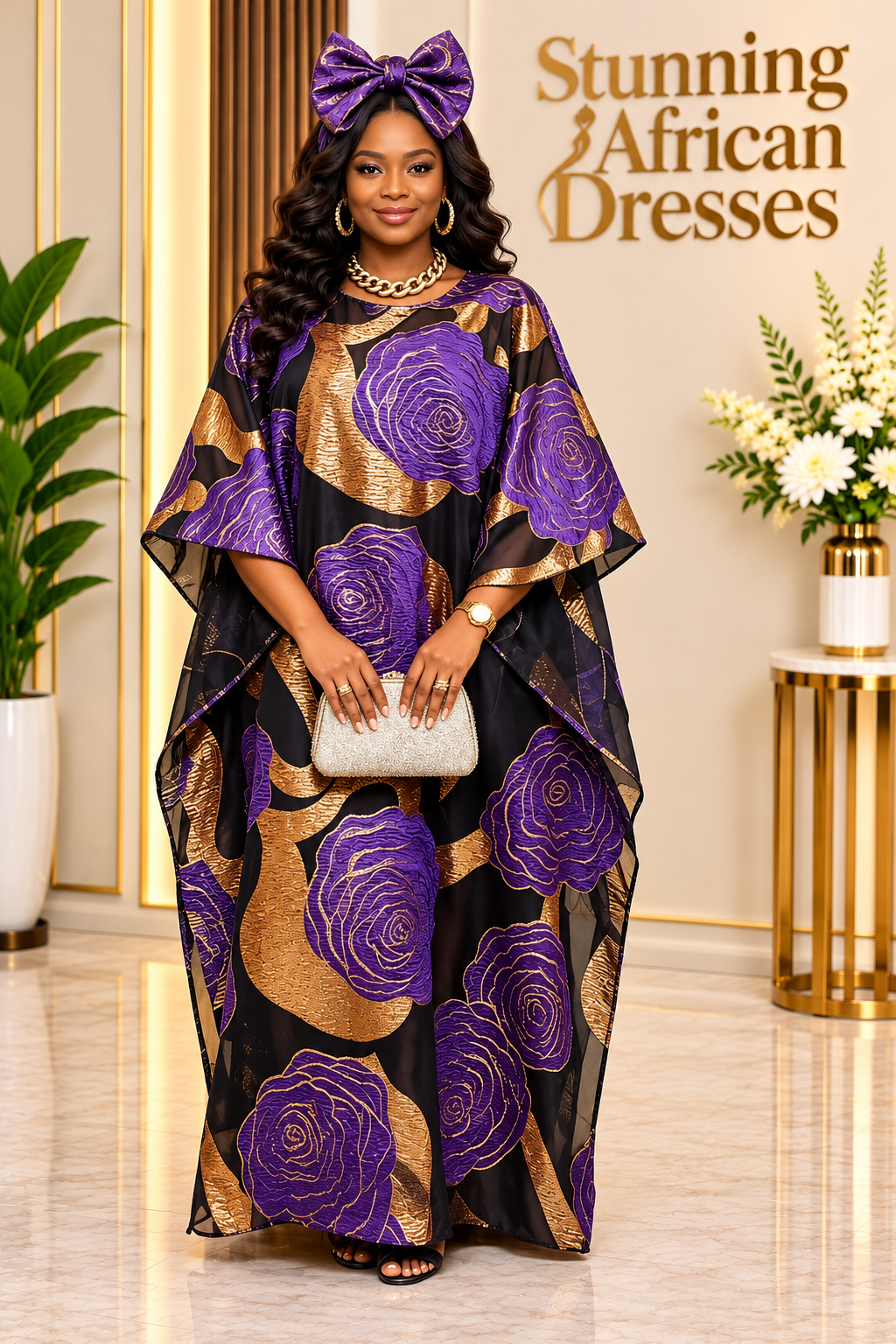 Statement Floral Kaftan Dress