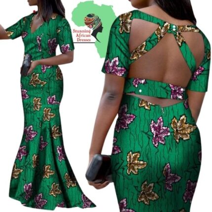 SA3033 Summer Backless African Dress