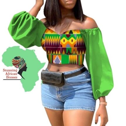SA3041 Long Latern Sleeve Short Top with Zipper