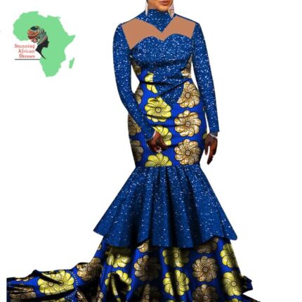 SA3054 African Wedding Pleated Dress