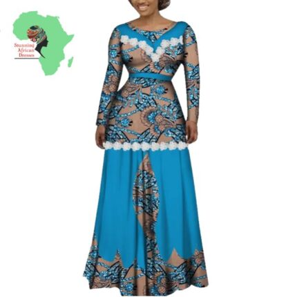 SA4003 Flower Edge Applique Long Dress
