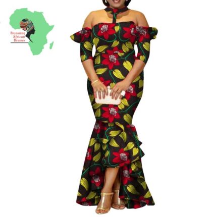 SA4014 Women Print Half Sleeve Long Dress