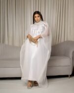 KT002 Women’s White Flowing Kaftan Dress - Image 5