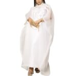 KT002 Women’s White Flowing Kaftan Dress - Image 4