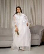 KT002 Women’s White Flowing Kaftan Dress