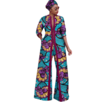SA4035 African Clothes for Women Ankara Print 3-Piece Set | Long Jacket Coat, Pants & Headscarf Elegant Party Wear - Image 2