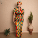 SA4036 African Women Skirt Set Luxury Metal Zipper Top & Slim Fit Skirt with Headscarf | Elegant Party Wedding Dress Suit