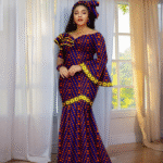 SA4027 African Women Skirt Set Luxury Gown | Short Sleeve Slit Top & Slim Skirt with Headwrap Wedding Dress - Image 3