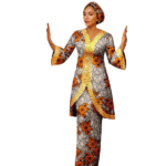 SA4043 African Women 2 Piece Skirt Set Luxury Long Top and Skirt Match Headwrap Bazin Riche Dashiki Print Ankara Outfits - Image 2