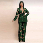 SA 4045 Dashiki Ankara Print African Women Set Traditional Long Sleeve Jacket Coat and Pants 2 Piece Suit Set Office Clothes
