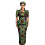 SA4036 African Women Skirt Set Luxury Metal Zipper Top & Slim Fit Skirt with Headscarf | Elegant Party Wedding Dress Suit - Image 12