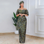 SA 4030 African Party Dress for Women – Off Shoulder Maxi Wedding Dress with Headscarf & Earrings - Image 15