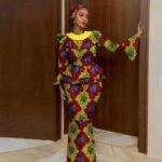 SA 4039African Dresses for Women Luxury Horn Sleeve Top & Mermaid Skirt with Headscarf | Traditional Ankara Print Wedding Outfit - Image 2