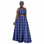SA 4047African Women Ankara Sleeveless Gown with Headscarf - Image 10