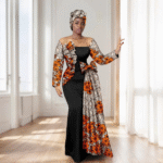 SA4032 African Women’s Wedding Dress – Off-Shoulder Maxi Dress with Headscarf - Image 5
