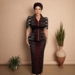 SA 4041 African Women Skirt Set Luxury Metal Zipper Top and Slim Fit Skirt Match Headscarf Party Wedding Elegant Lady Dress Suit - Image 9