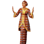 SA4043 African Women 2 Piece Skirt Set Luxury Long Top and Skirt Match Headwrap Bazin Riche Dashiki Print Ankara Outfits - Image 4
