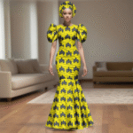 SA 4044 African Party Dress for Women Puff Sleeve O-neck Slim Fit Mermaid Dresses with Headwrap for Birthday Evening Wedding - Image 9