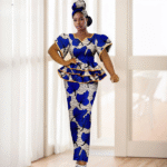 SA 4048 Elegant African Women 2-Piece Dress Set – Dashiki Ankara Puff Sleeve Ruffle Top & Skirt with Headscarf - Image 10