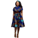 SA4034 African Dresses for Women Bazin Riche Ankara Print Lace Party Dress | Elegant African Clothing Ladies Wear - Image 4