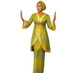 SA4043 African Women 2 Piece Skirt Set Luxury Long Top and Skirt Match Headwrap Bazin Riche Dashiki Print Ankara Outfits - Image 5