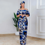 SA 4030 African Party Dress for Women – Off Shoulder Maxi Wedding Dress with Headscarf & Earrings - Image 6