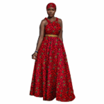 SA 4047African Women Ankara Sleeveless Gown with Headscarf - Image 8