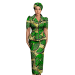 SA4036 African Women Skirt Set Luxury Metal Zipper Top & Slim Fit Skirt with Headscarf | Elegant Party Wedding Dress Suit - Image 10