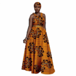 SA 4047African Women Ankara Sleeveless Gown with Headscarf - Image 7