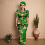 SA 4041 African Women Skirt Set Luxury Metal Zipper Top and Slim Fit Skirt Match Headscarf Party Wedding Elegant Lady Dress Suit - Image 6