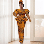 SA 4048 Elegant African Women 2-Piece Dress Set – Dashiki Ankara Puff Sleeve Ruffle Top & Skirt with Headscarf - Image 7