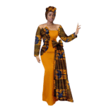 SA4032 African Women’s Wedding Dress – Off-Shoulder Maxi Dress with Headscarf - Image 11