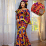 SA4027 African Women Skirt Set Luxury Gown | Short Sleeve Slit Top & Slim Skirt with Headwrap Wedding Dress - Image 5