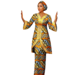 SA4043 African Women 2 Piece Skirt Set Luxury Long Top and Skirt Match Headwrap Bazin Riche Dashiki Print Ankara Outfits - Image 8