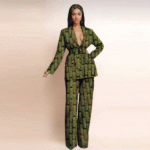 SA 4045 Dashiki Ankara Print African Women Set Traditional Long Sleeve Jacket Coat and Pants 2 Piece Suit Set Office Clothes - Image 5