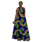 SA 4047African Women Ankara Sleeveless Gown with Headscarf - Image 5