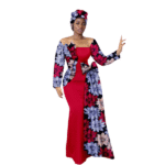 SA4032 African Women’s Wedding Dress – Off-Shoulder Maxi Dress with Headscarf - Image 10