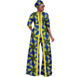 SA4035 African Clothes for Women Ankara Print 3-Piece Set | Long Jacket Coat, Pants & Headscarf Elegant Party Wear - Image 8