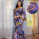 SA4027 African Women Skirt Set Luxury Gown | Short Sleeve Slit Top & Slim Skirt with Headwrap Wedding Dress - Image 4