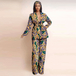 SA 4045 Dashiki Ankara Print African Women Set Traditional Long Sleeve Jacket Coat and Pants 2 Piece Suit Set Office Clothes - Image 4