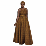 SA 4047African Women Ankara Sleeveless Gown with Headscarf - Image 4