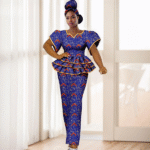 SA 4048 Elegant African Women 2-Piece Dress Set – Dashiki Ankara Puff Sleeve Ruffle Top & Skirt with Headscarf - Image 5