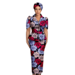 SA4036 African Women Skirt Set Luxury Metal Zipper Top & Slim Fit Skirt with Headscarf | Elegant Party Wedding Dress Suit - Image 6