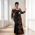 SA4032 African Women’s Wedding Dress – Off-Shoulder Maxi Dress with Headscarf - Image 8