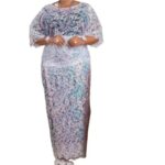SA4050 African Wedding Party Dresses for Women Fashion Africa 3/4 Sleeve Mesh O-neck Long Maxi Dress Dashiki African Clothes Women