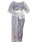 SA4050 African Wedding Party Dresses for Women Fashion Africa 3/4 Sleeve Mesh O-neck Long Maxi Dress Dashiki African Clothes Women - Image 3